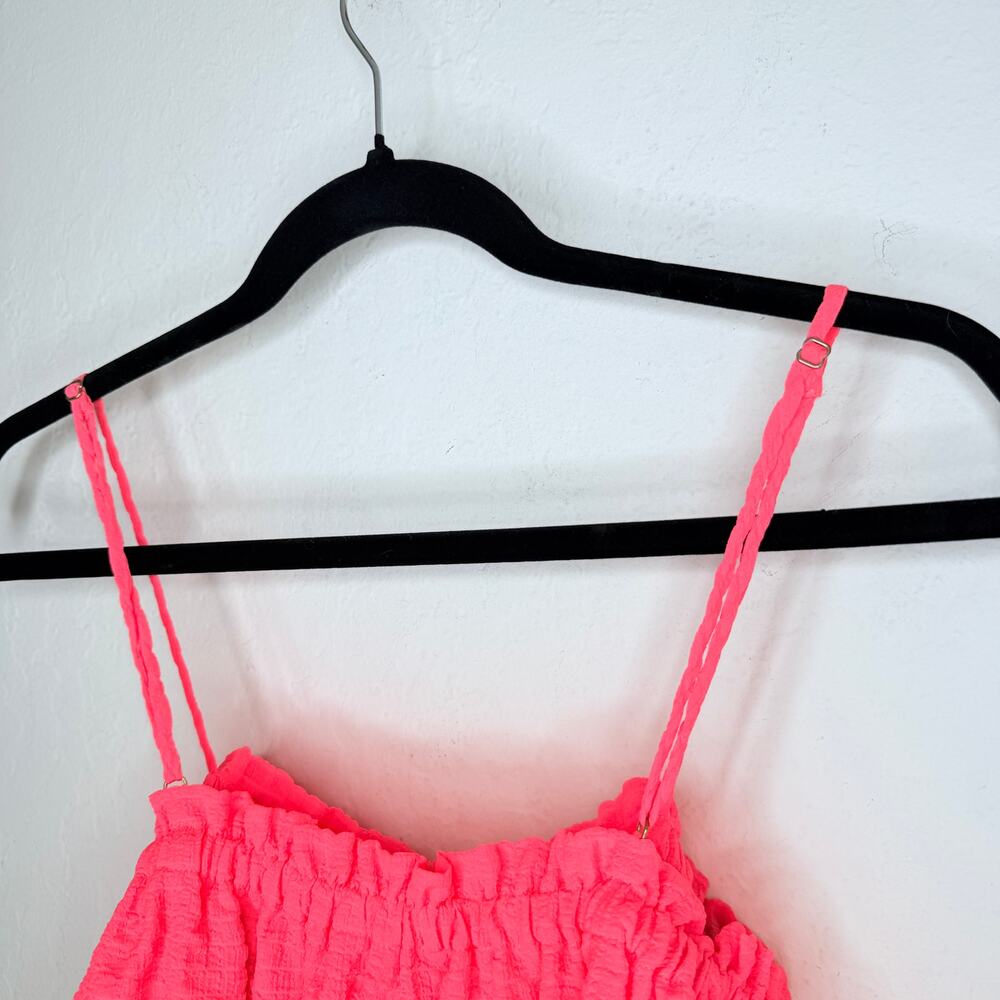 Lilly Pulitzer Mays Neon Coral Ruffle Tank Puka Shell Tassel Vacation Top XS - Picture 11 of 13